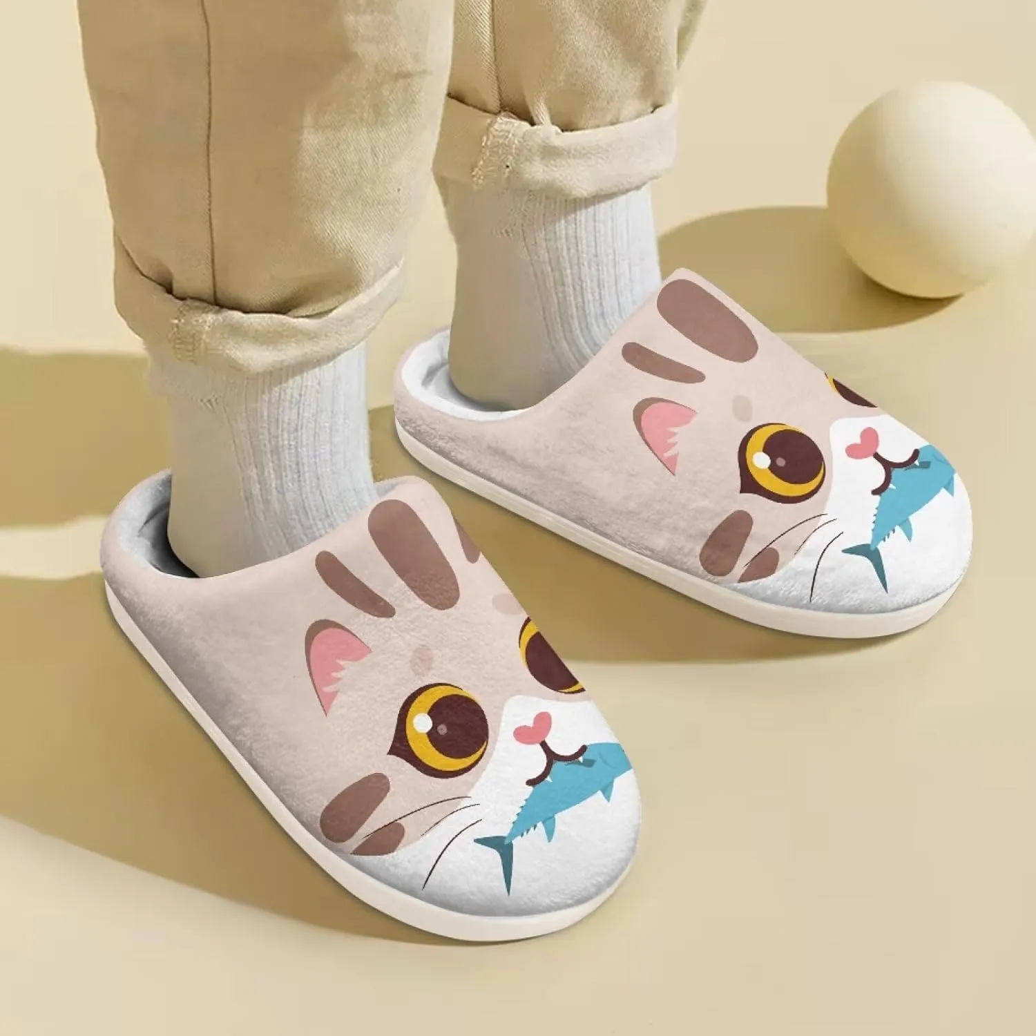 Kids Casual Bedroom Plush Slippers Non Slip Cute Pattern Novelty Home Indoor Slippers