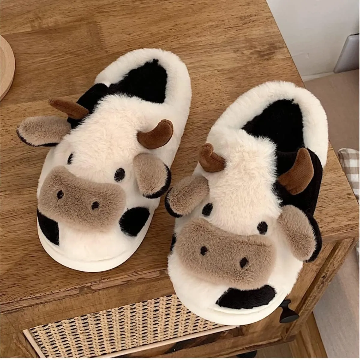 Kids Cow Animal Slippers, Toddler Boys Girls Cute Fuzzy Non-Slip House Slippers for Indoor and Outdoor