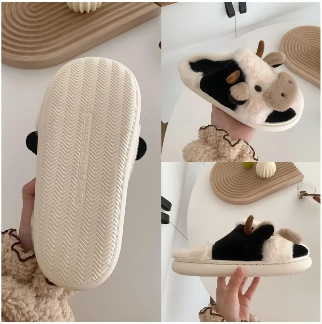 Kids Cow Animal Slippers, Toddler Boys Girls Cute Fuzzy Non-Slip House Slippers for Indoor and Outdoor
