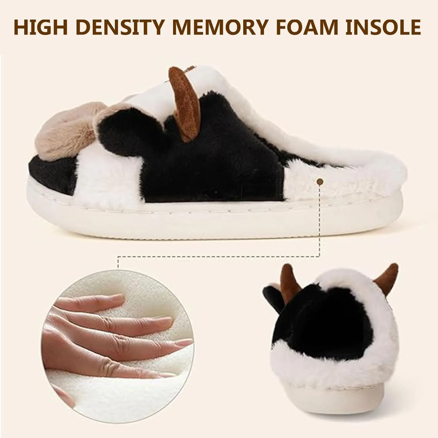 Kids Cow Animal Slippers, Toddler Boys Girls Cute Fuzzy Non-Slip House Slippers for Indoor and Outdoor