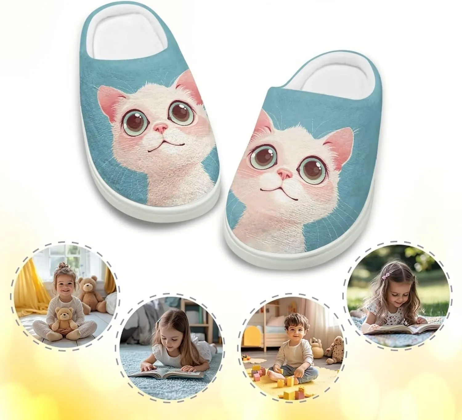 Kids Fluffy Slippers Girls Boys House Slippers Bedroom Non Slip Home Slippers Size 9-15
