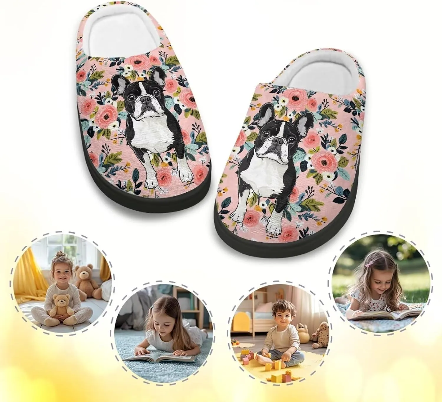 Kids House Slippers Pink, Warm Soft Slippers Home Slippers for Girls Non Slip, Comfy Cozy Slippers Indoor