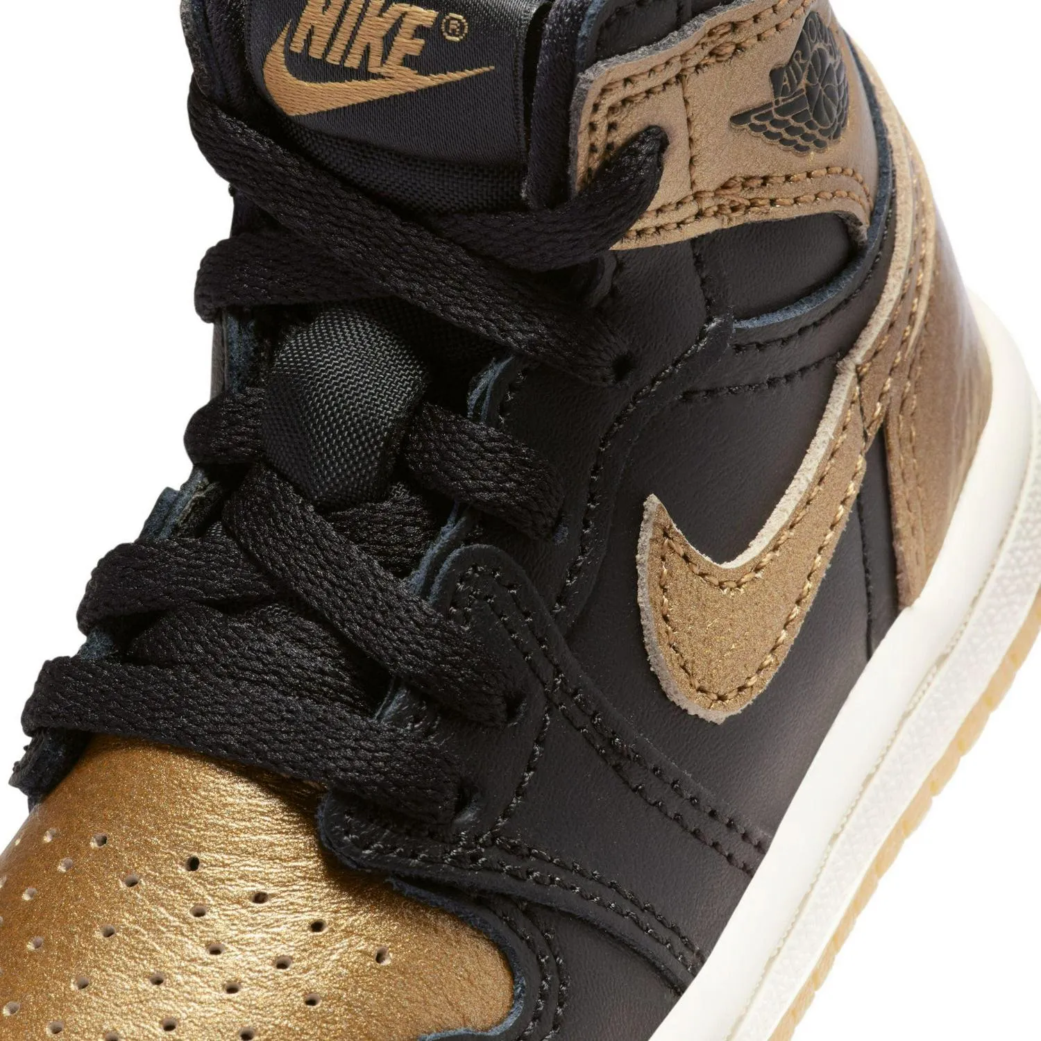 Kids Nike Air Jordan 1 Retro Og TD Black Metallic Gold Sail FD1413-071 Sneaker
