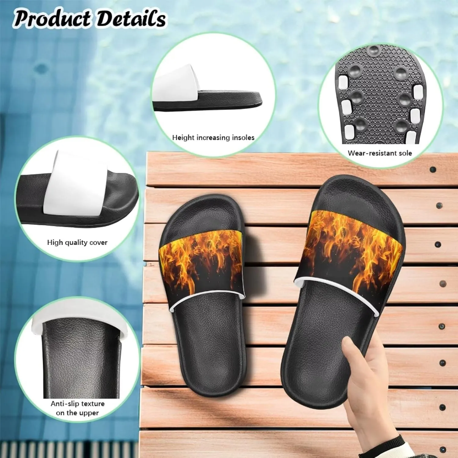 Kids Sandals Boys Quick Drying Bathroom Shower Sandal Summer Beach Pool Slippers with Non-Slip Sole