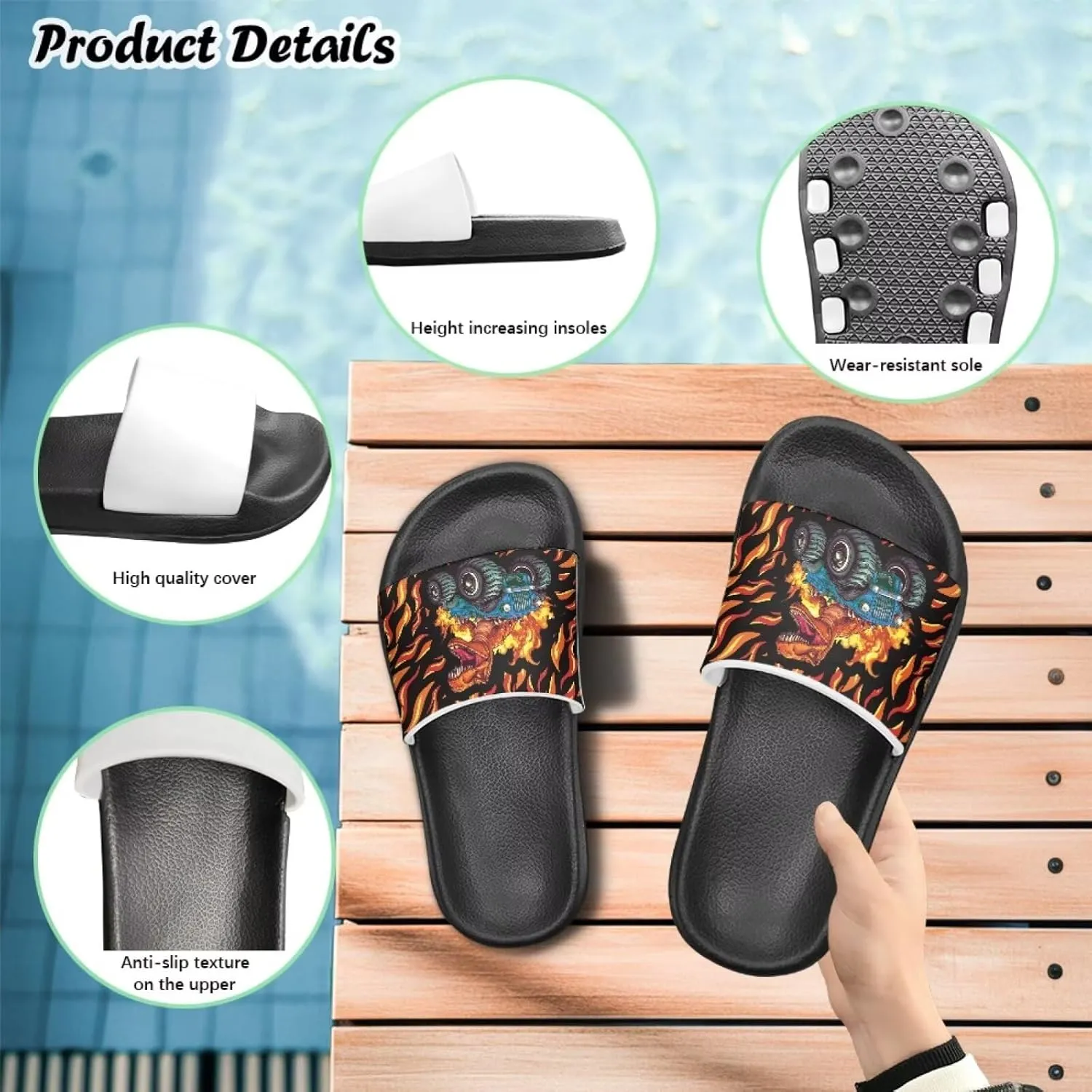 Kids Slides Boys Shower Slippers Slip Anti-Skid Home Bath Slippers Non-slip Cute Summer Beach Pool Shoes Toddler