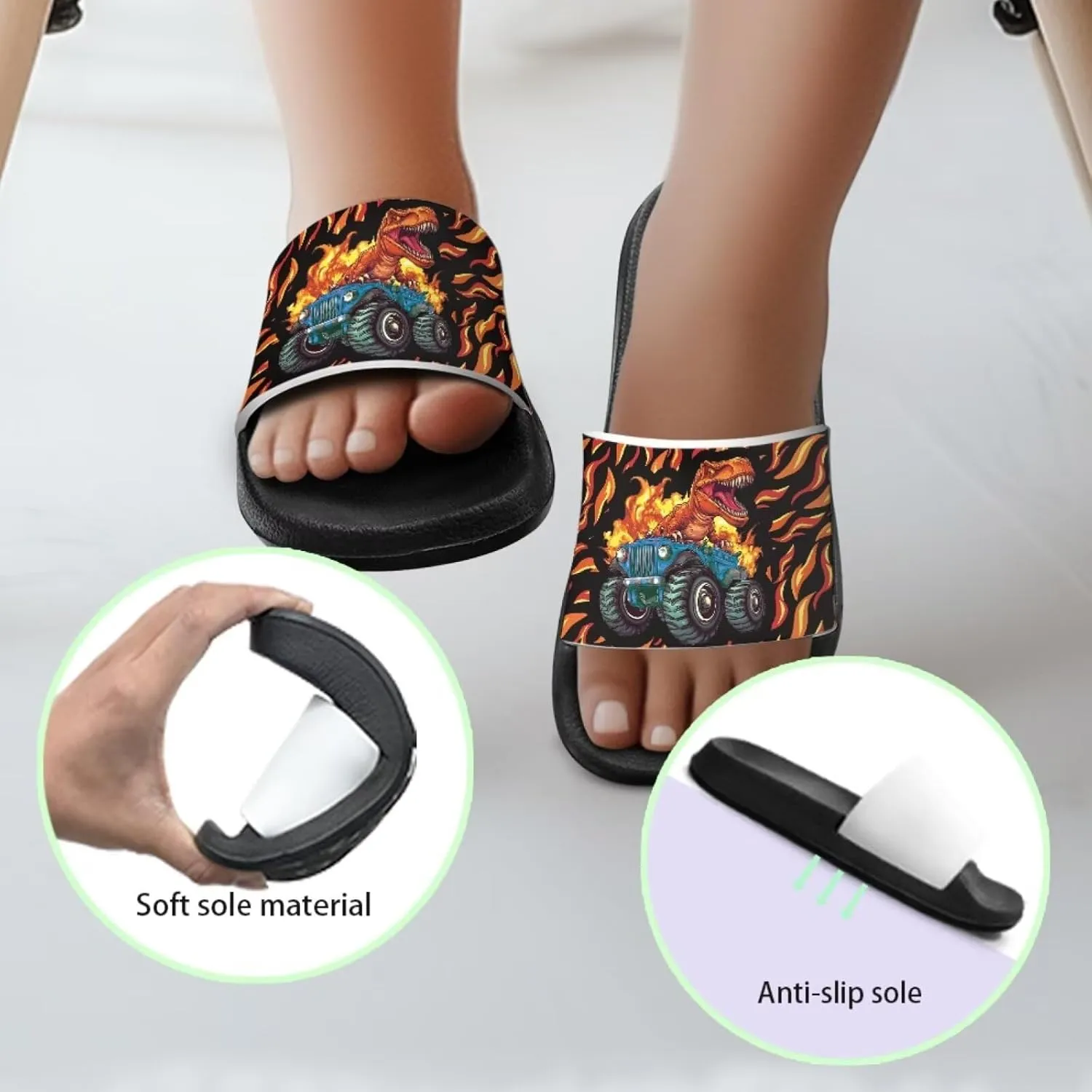 Kids Slides Boys Shower Slippers Slip Anti-Skid Home Bath Slippers Non-slip Cute Summer Beach Pool Shoes Toddler