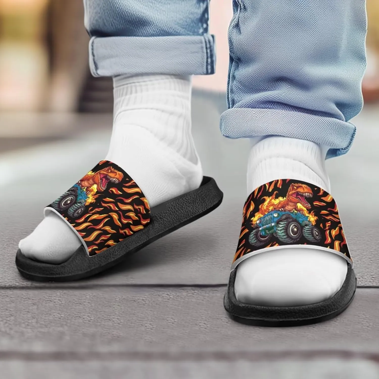 Kids Slides Boys Shower Slippers Slip Anti-Skid Home Bath Slippers Non-slip Cute Summer Beach Pool Shoes Toddler