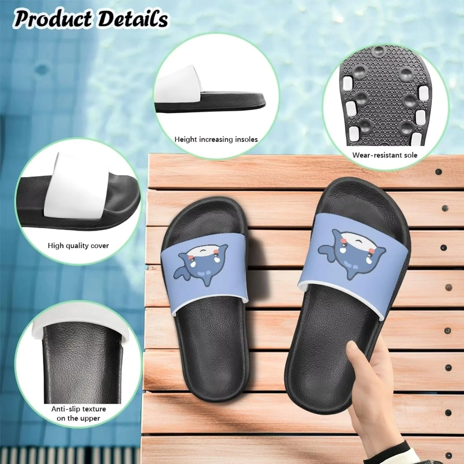 Kids Slides Boys Shower Slippers Slip Anti-Skid Home Bath Slippers Non-slip Cute Summer Beach Pool Shoes Toddler