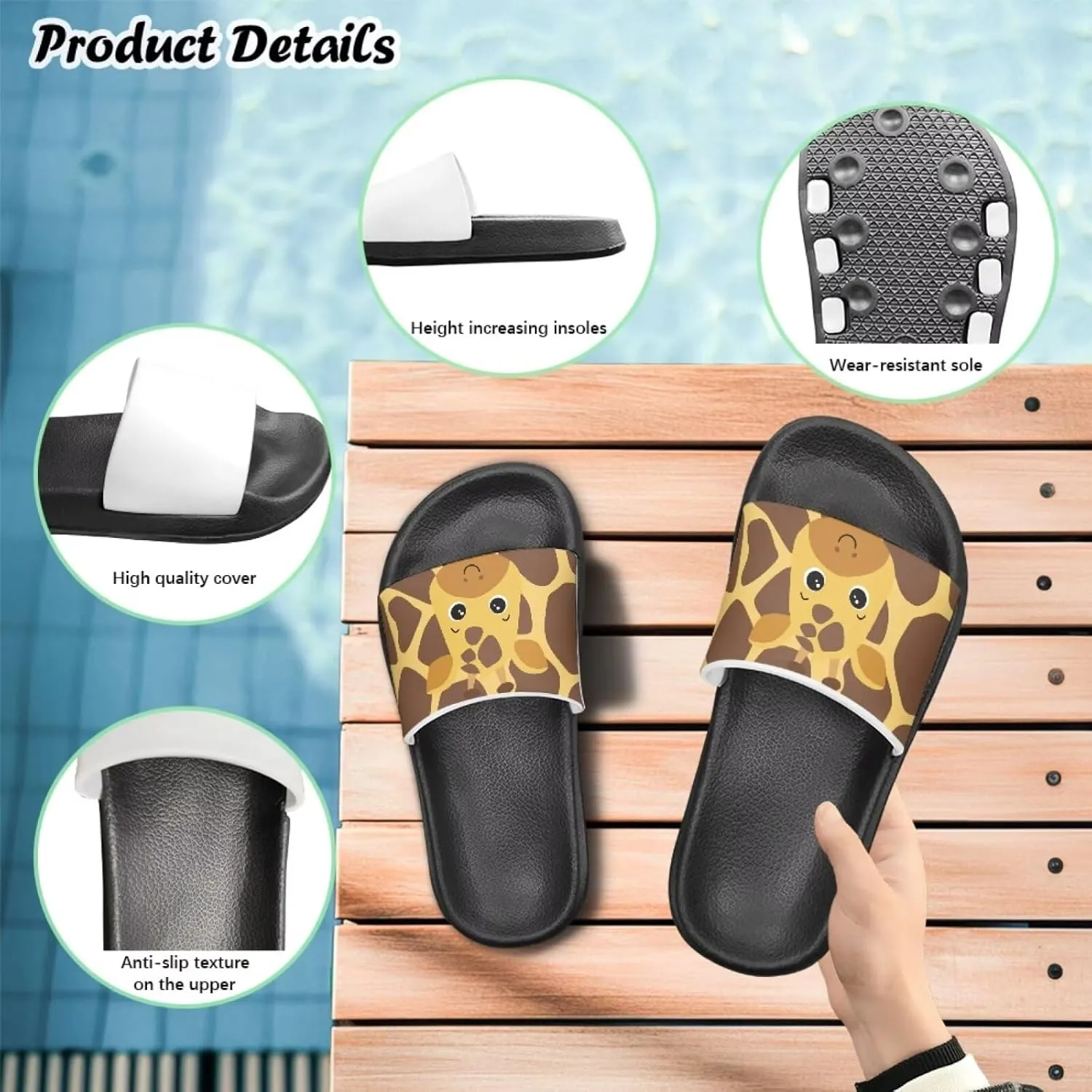 Kids Slides Boys Shower Slippers Slip Anti-Skid Home Bath Slippers Non-slip Cute Summer Beach Pool Shoes Toddler