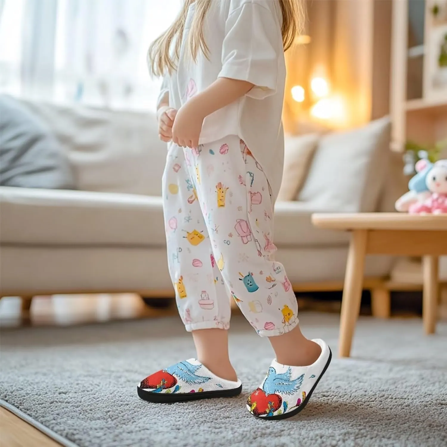 Kids Slip-On House Slipper Fuzzy Soft Non-Slip Outdoor Slippers Warm Comfortable Fluffy Slippers for Toddler US 9-15