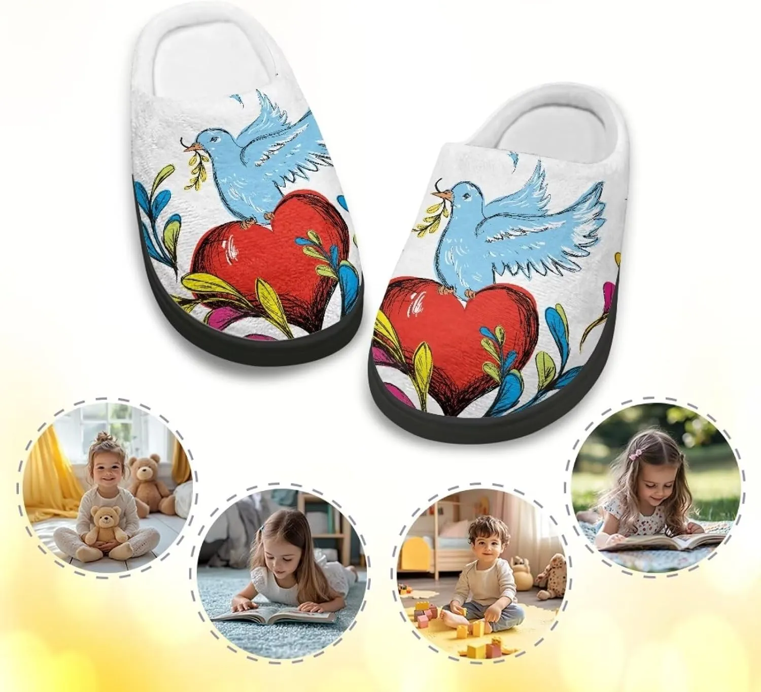Kids Slip-On House Slipper Fuzzy Soft Non-Slip Outdoor Slippers Warm Comfortable Fluffy Slippers for Toddler US 9-15