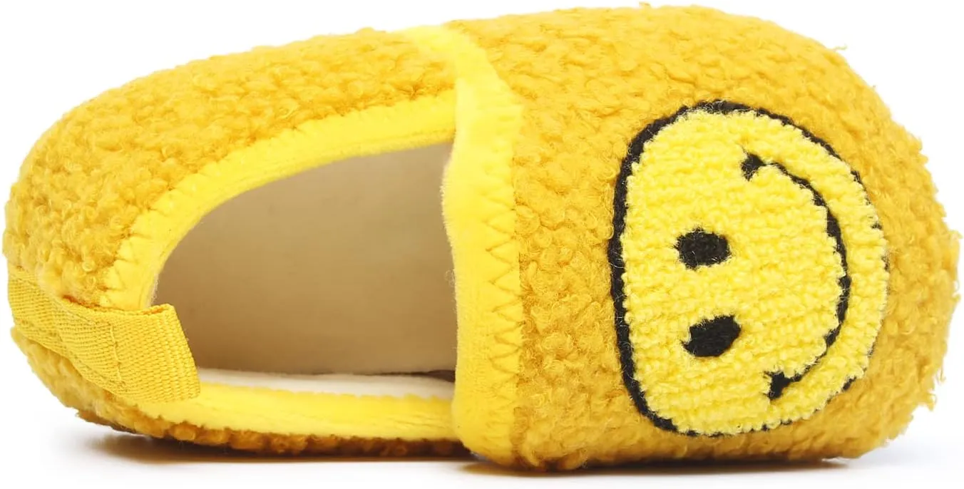 Kids Slippers Toddler Smile Face House Slippers Indoor Home Non-Slip Rubber Sole Shoes Warm Cozy Socks