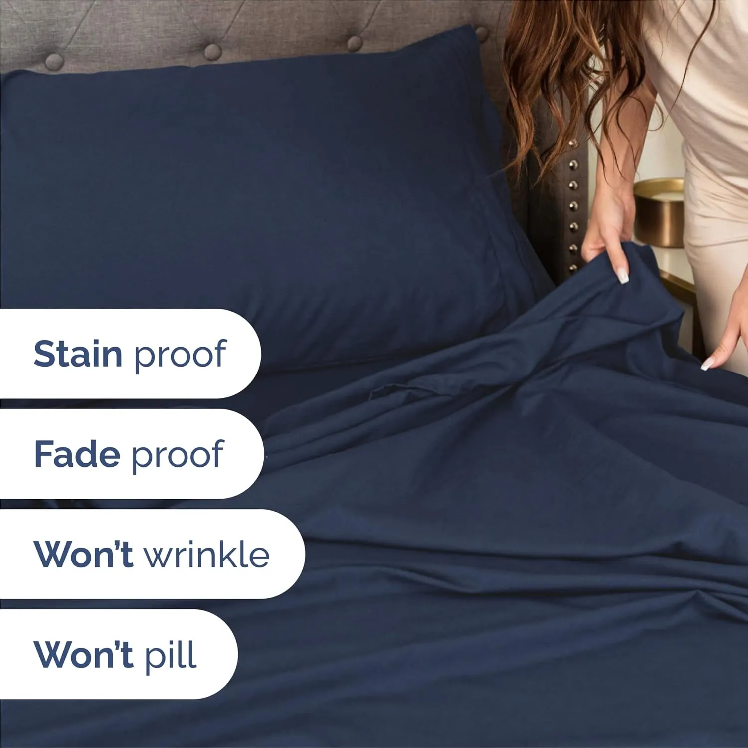 King 6 Piece Sheet Set - Comfy, Breathable & Cooling - Hotel Luxury Bedding for Women, Men, Kids & Teens - 1 Flat & 1 Fitted Sheet & 4 Pillowcases w/ Deep Pockets - Soft and Wrinkle Free - Navy Blue