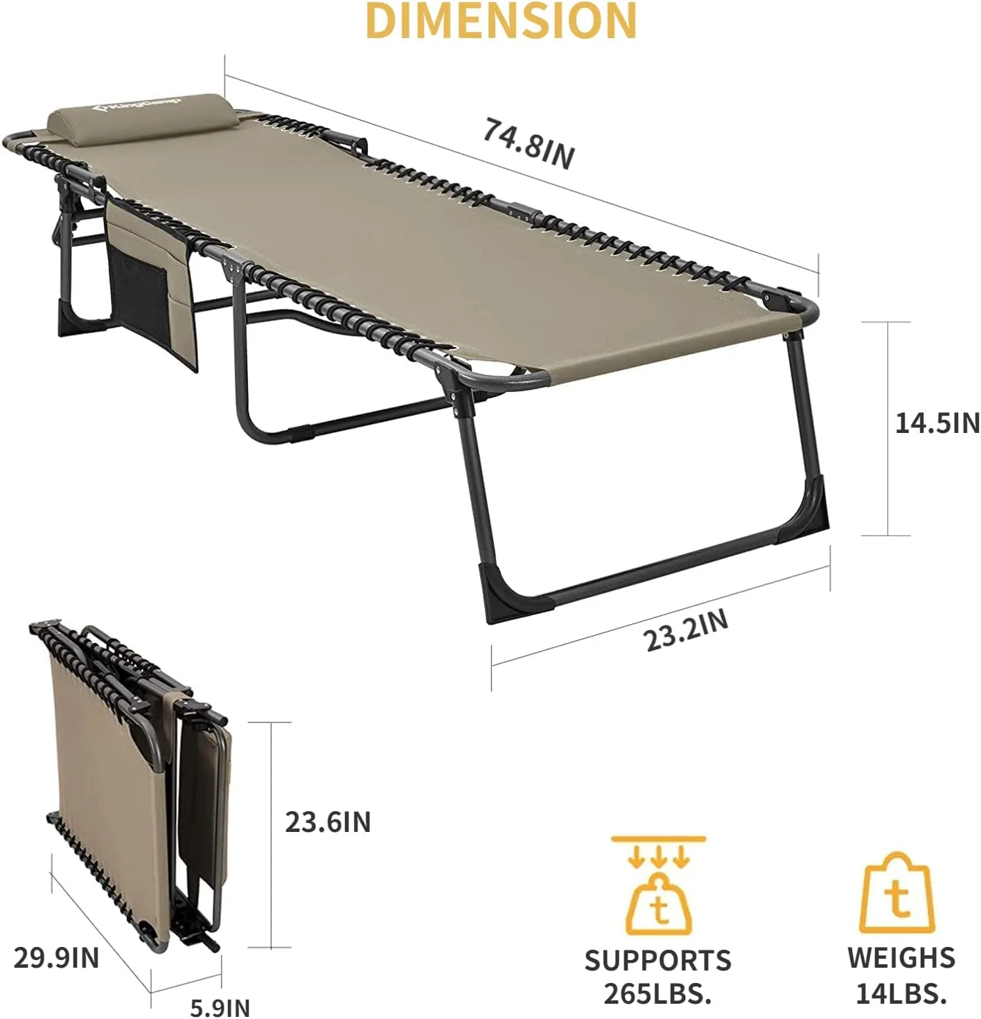 KingCamp Folding Outdoor Chaise Lounge