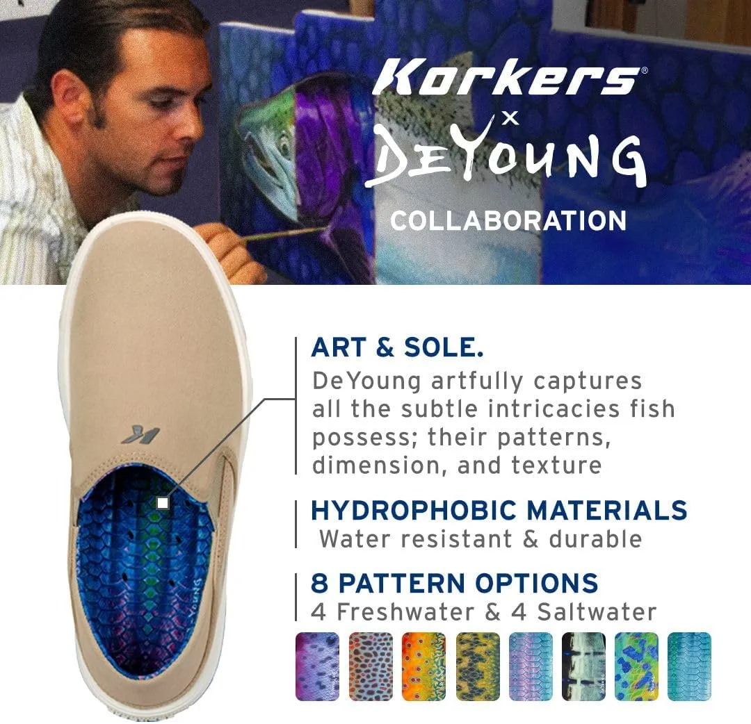 Korkers Men's Fish Moc Brook Trout w/Fixed Kling-On Deck Soles
