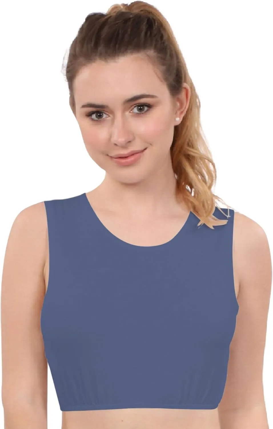 Kosher Casual Modest High Neck Crop Tank, Women’s Sleeveless Full Shoulder Top