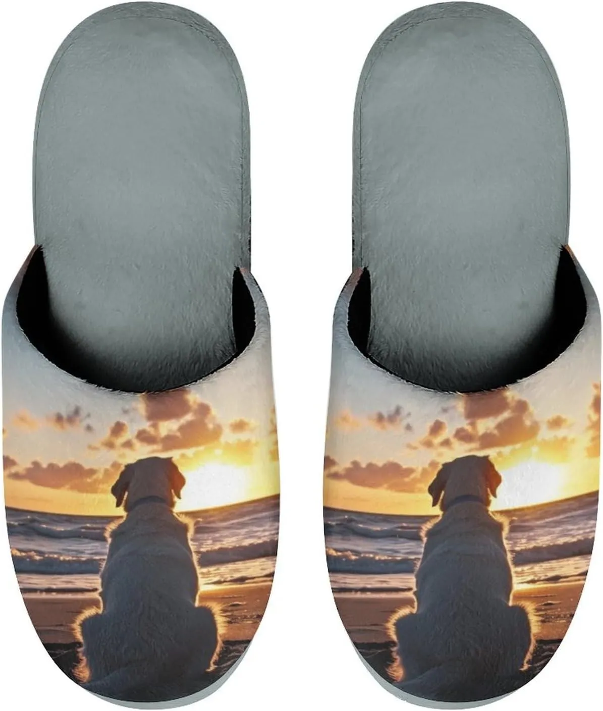 Labrador Retriever Watching Sunset Men's Slipper Non Slip Comfortable Winter Warm Home House Shoes Indoor Slippers