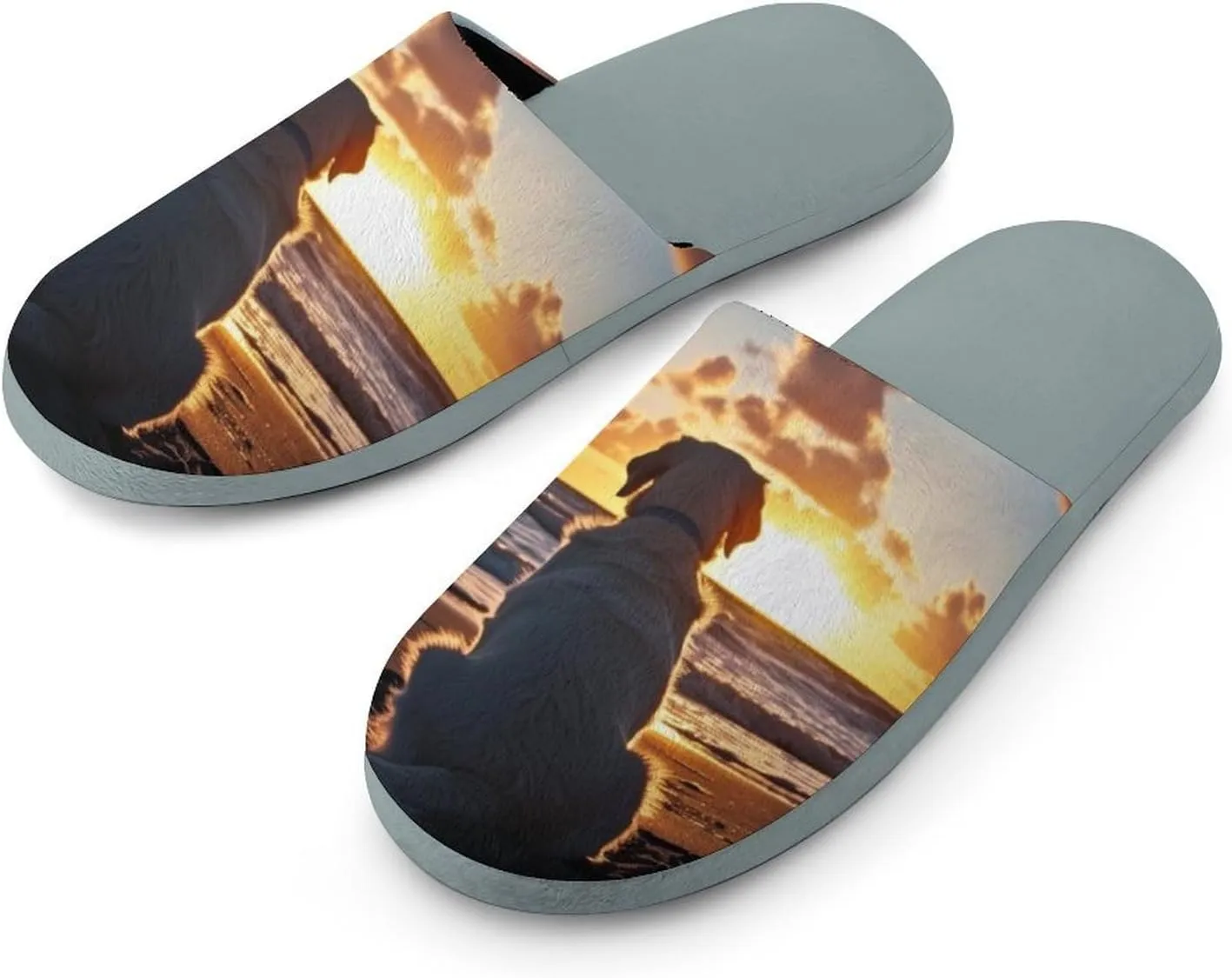 Labrador Retriever Watching Sunset Men's Slipper Non Slip Comfortable Winter Warm Home House Shoes Indoor Slippers