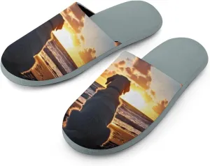 Labrador Retriever Watching Sunset Men's Slipper Non Slip Comfortable Winter Warm Home House Shoes Indoor Slippers