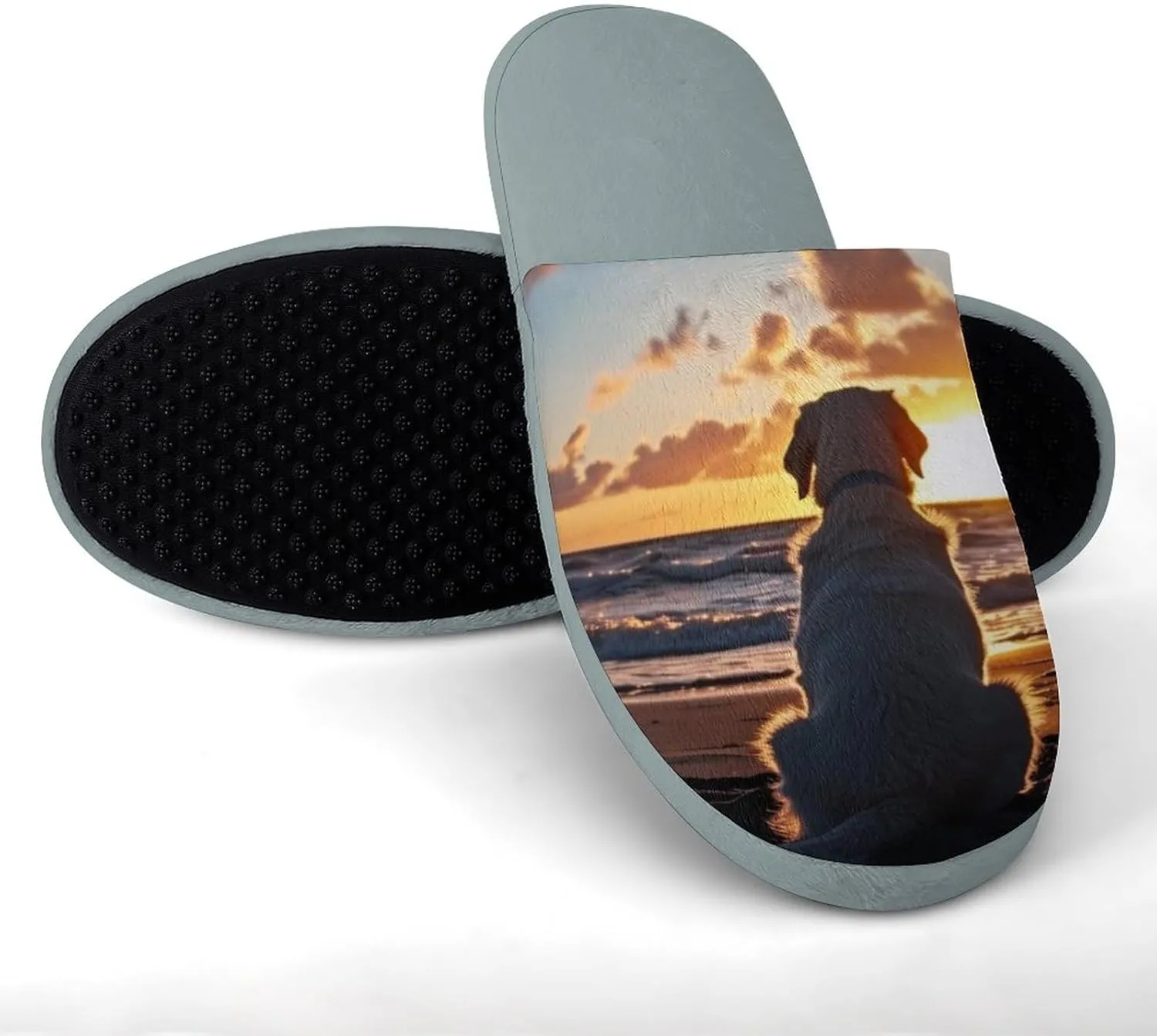 Labrador Retriever Watching Sunset Men's Slipper Non Slip Comfortable Winter Warm Home House Shoes Indoor Slippers