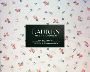 Lauren Home Collection Luxurious Cooling Sheets- Deep Pockets fit up to 16'' - Wrinkle Free 100% Cotton-Hotel Quality 4pc Sheet Set (Sophia, King)
