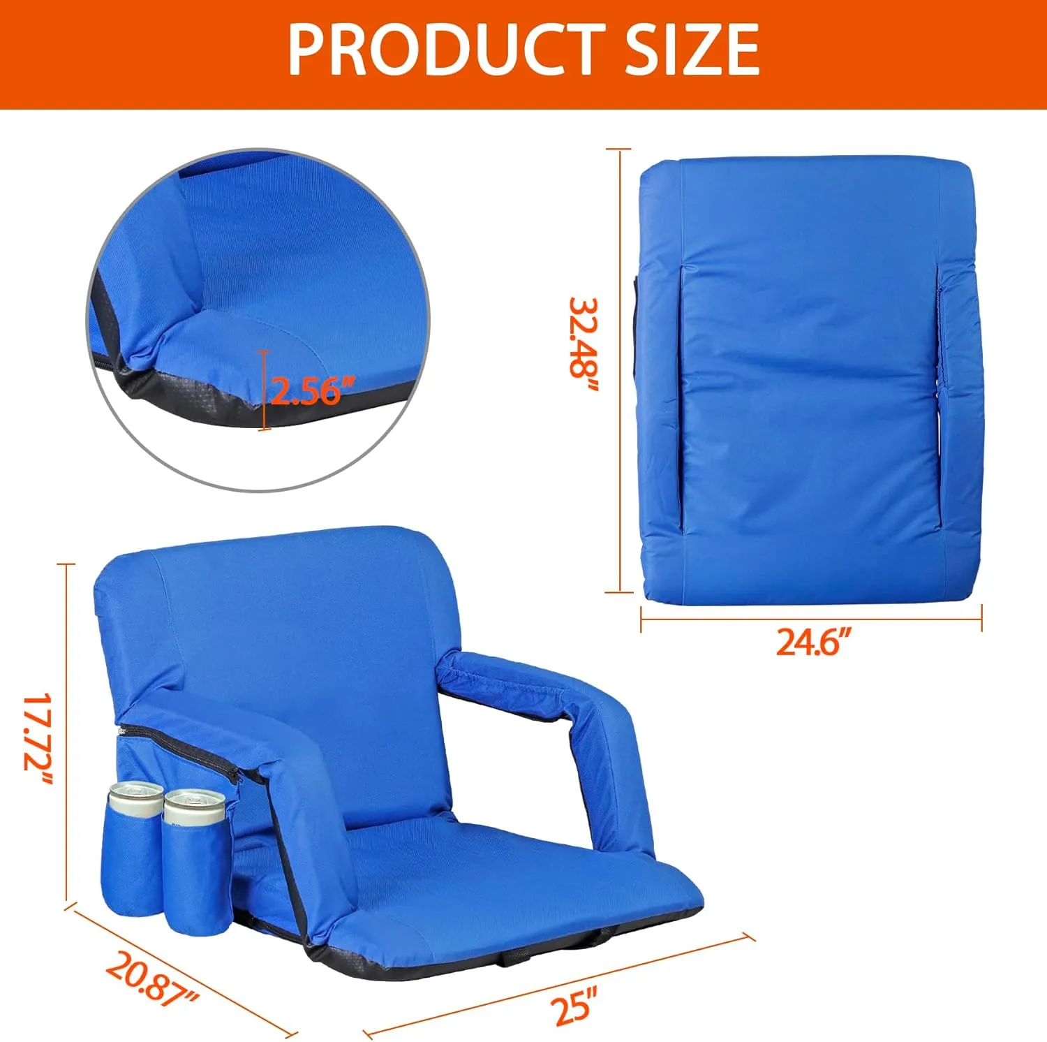 LEMY Stadium Seats with Back Support, Stadium Chairs for Bleachers, Camping, Sports Events, Set of 2 Chairs