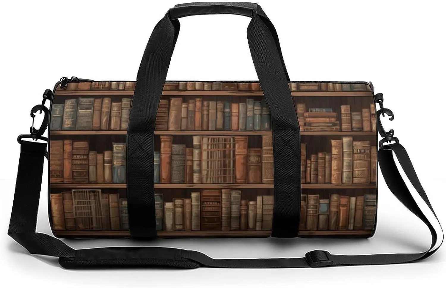 Library Bookshelf Book Cylindrical Gym Bag Travel Duffel Bag with Dry Wet Separated Pocket for Men And Women Overnight Bag Weekender Bag Training Handbag Yoga Bag