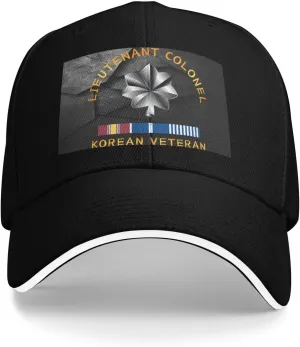 Lieutenant Colonel Korean Veteran Airflow Sandwich Baseball Cap - Adjustable for Men and Women Comfortable Dad Hat Black25