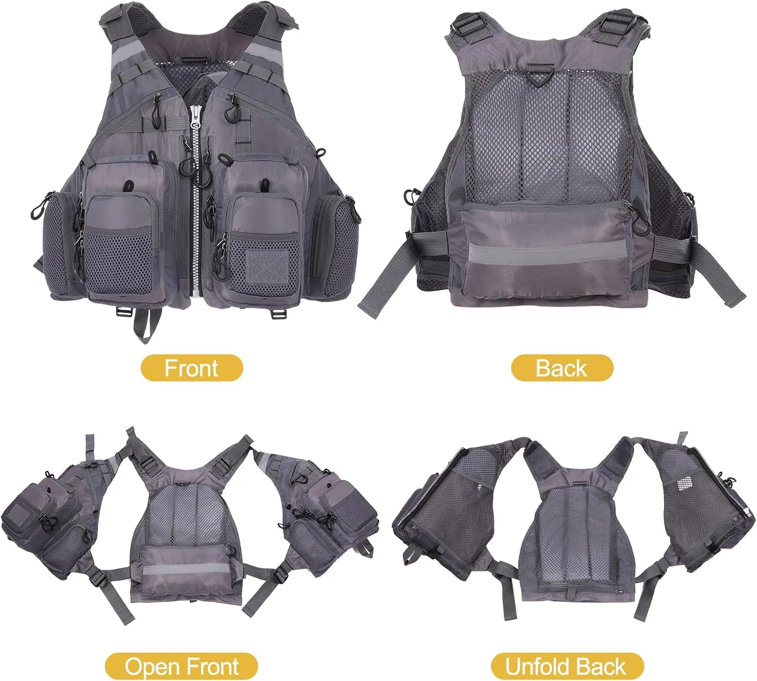 Lixada Fly Fishing Vest Fishing Jacket Breathable Polyester Mesh Design Fishing Vest
