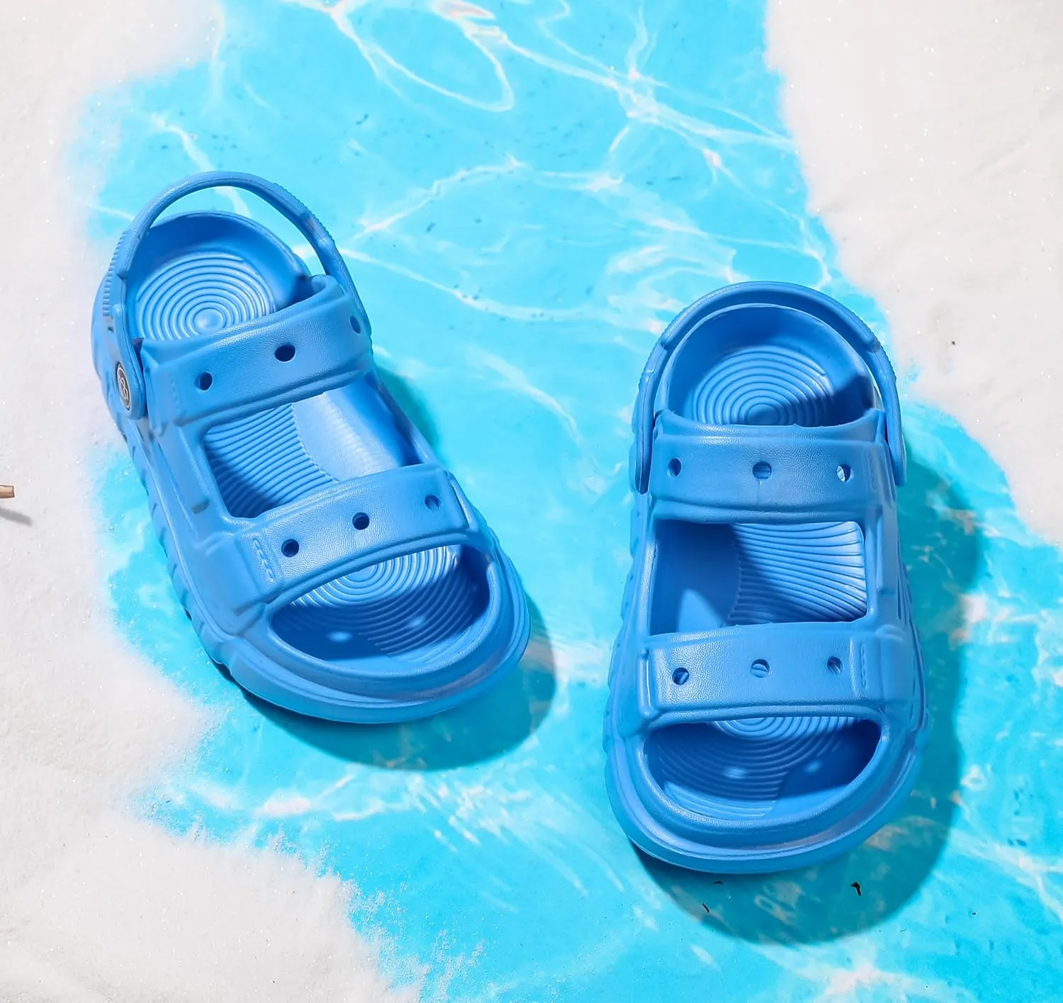 LONSOEN Kids Summer Clogs Boys Girls Slide Sandals Adjustable Toddler Indoor Outdoor Slippers Children Beach Pool Shoes