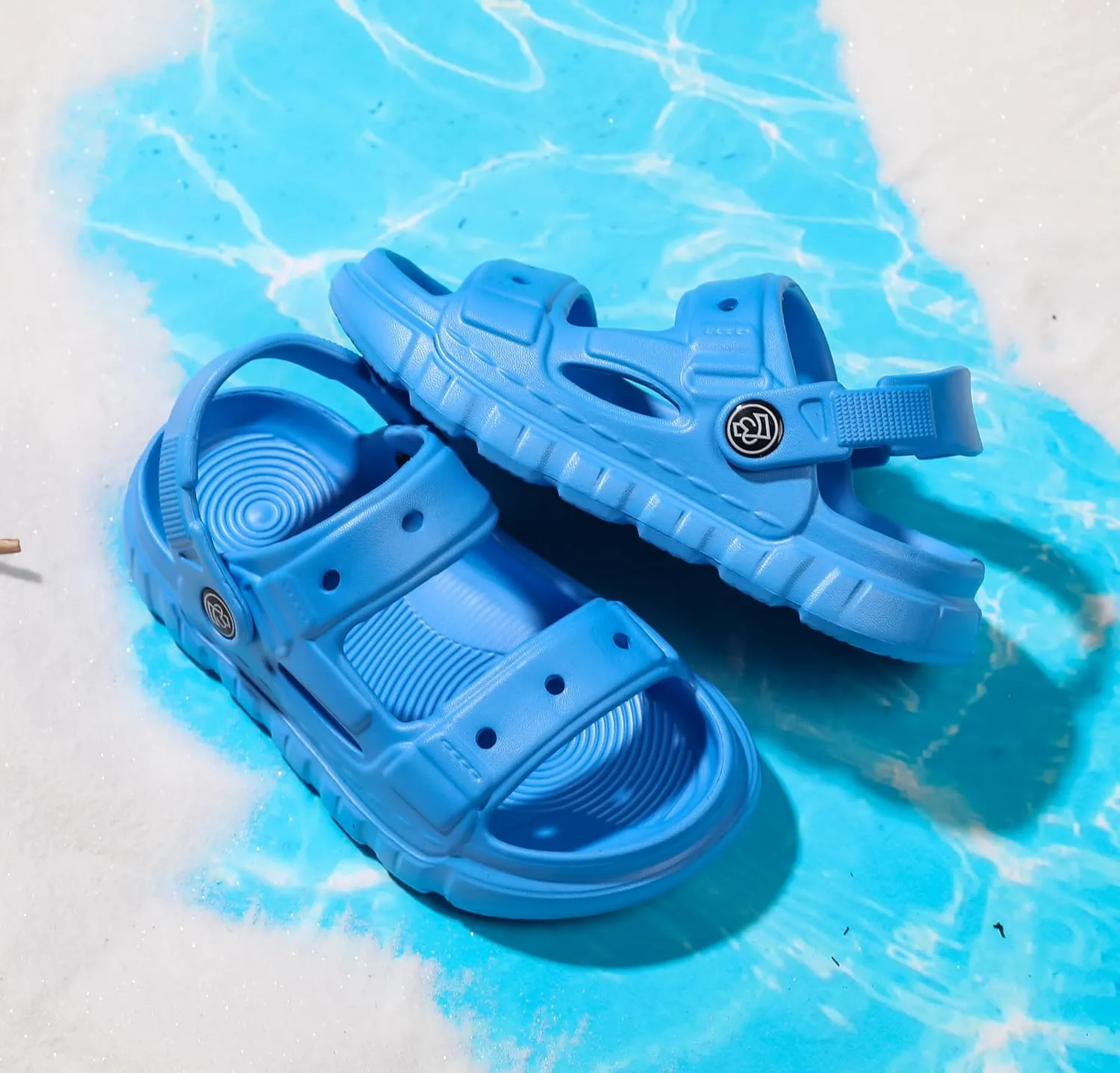 LONSOEN Kids Summer Clogs Boys Girls Slide Sandals Adjustable Toddler Indoor Outdoor Slippers Children Beach Pool Shoes