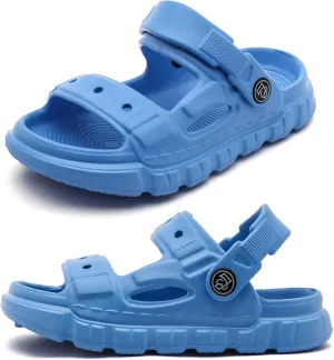 LONSOEN Kids Summer Clogs Boys Girls Slide Sandals Adjustable Toddler Indoor Outdoor Slippers Children Beach Pool Shoes
