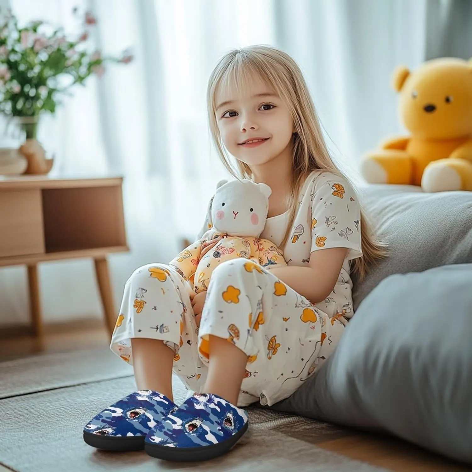 Lotusorchid Slippers for Kids Non Slip Fuzzy Warm Girls House Slipper Anti-Slip Boys Slippers Soft Bedroom Slipper