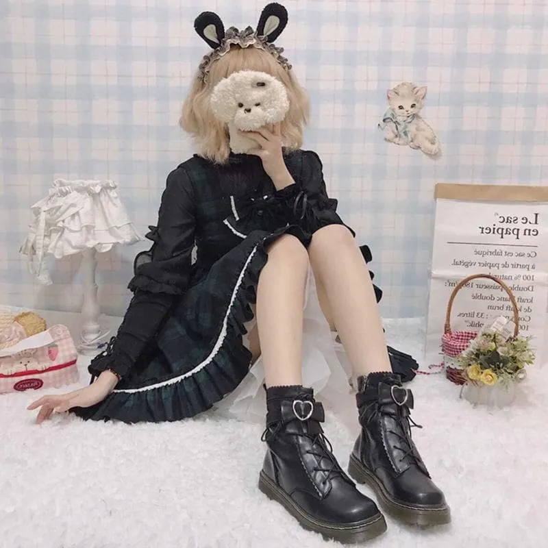Love Heart Bow Strap Inner Fleece Martin Boots