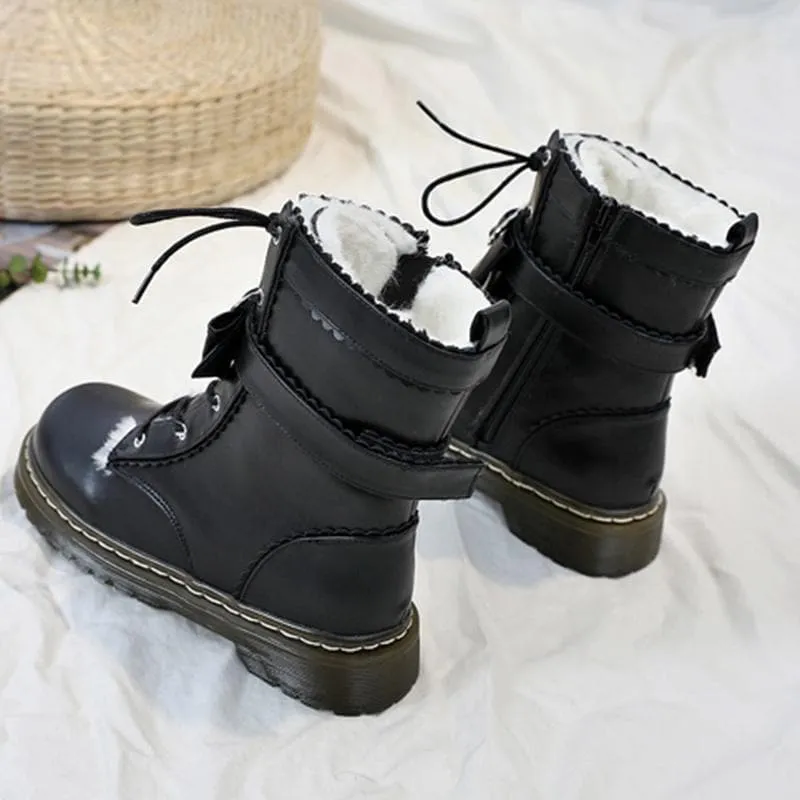 Love Heart Bow Strap Inner Fleece Martin Boots