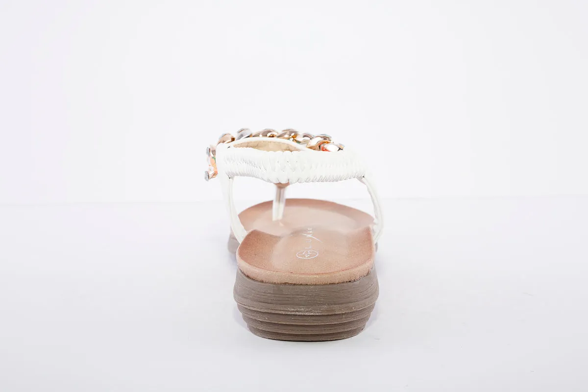 LUNAR - JLH272 Majorca III Toe Post Sandal White