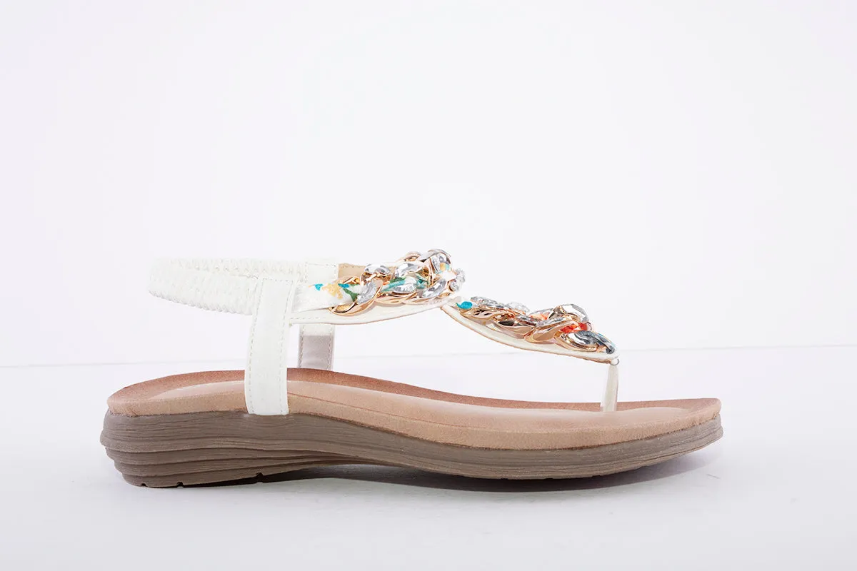 LUNAR - JLH272 Majorca III Toe Post Sandal White
