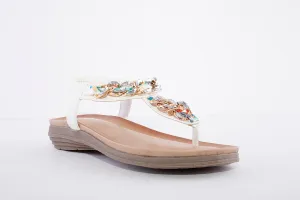 LUNAR - JLH272 Majorca III Toe Post Sandal White