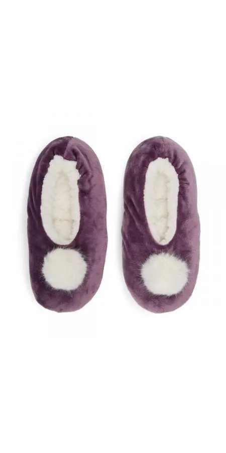 Luxe Velvet Slipper - Plum Wine