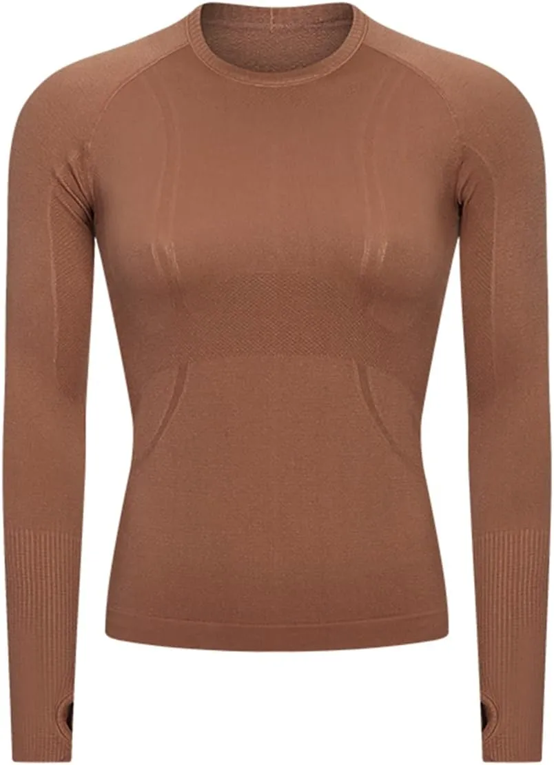 LUYAA Women's Workout Tops Long Sleeve Shirts Yoga Sports Breathable Gym Athletic Top Slim Fit