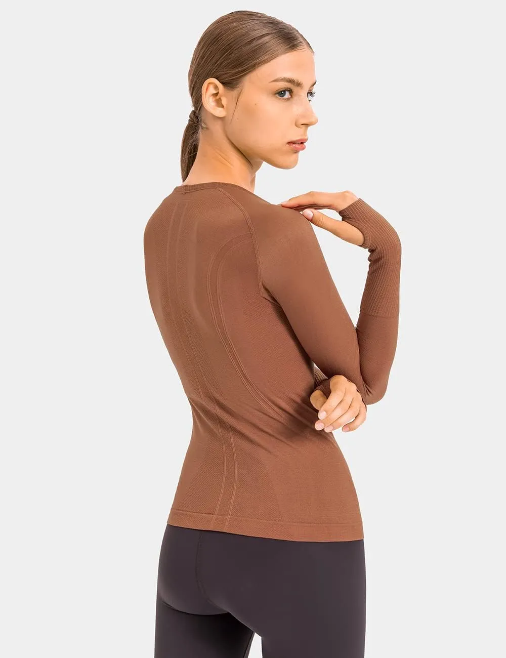 LUYAA Women's Workout Tops Long Sleeve Shirts Yoga Sports Breathable Gym Athletic Top Slim Fit