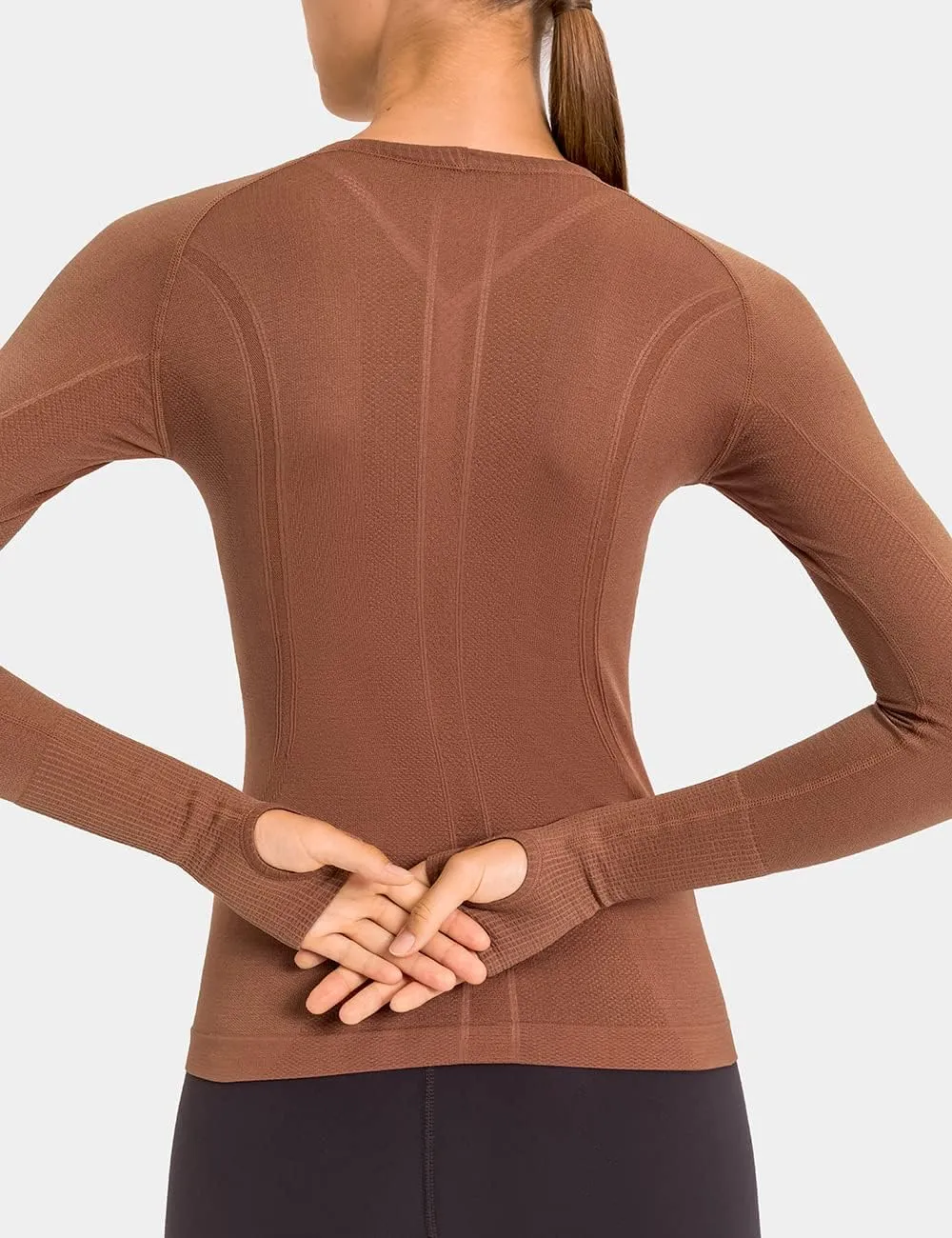 LUYAA Women's Workout Tops Long Sleeve Shirts Yoga Sports Breathable Gym Athletic Top Slim Fit