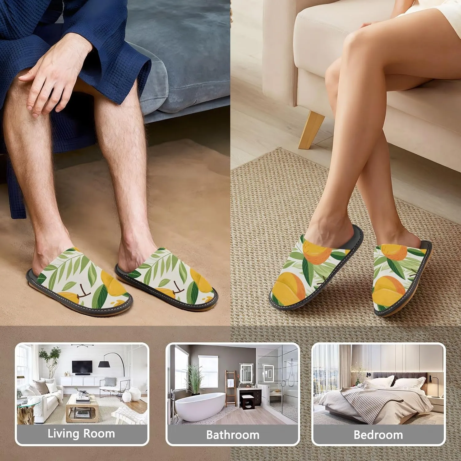 Mango Fruit House Slippers, Non Slip Slippers for Women Men Warm Slippers House Shoes Indoor Outdoor Slippers