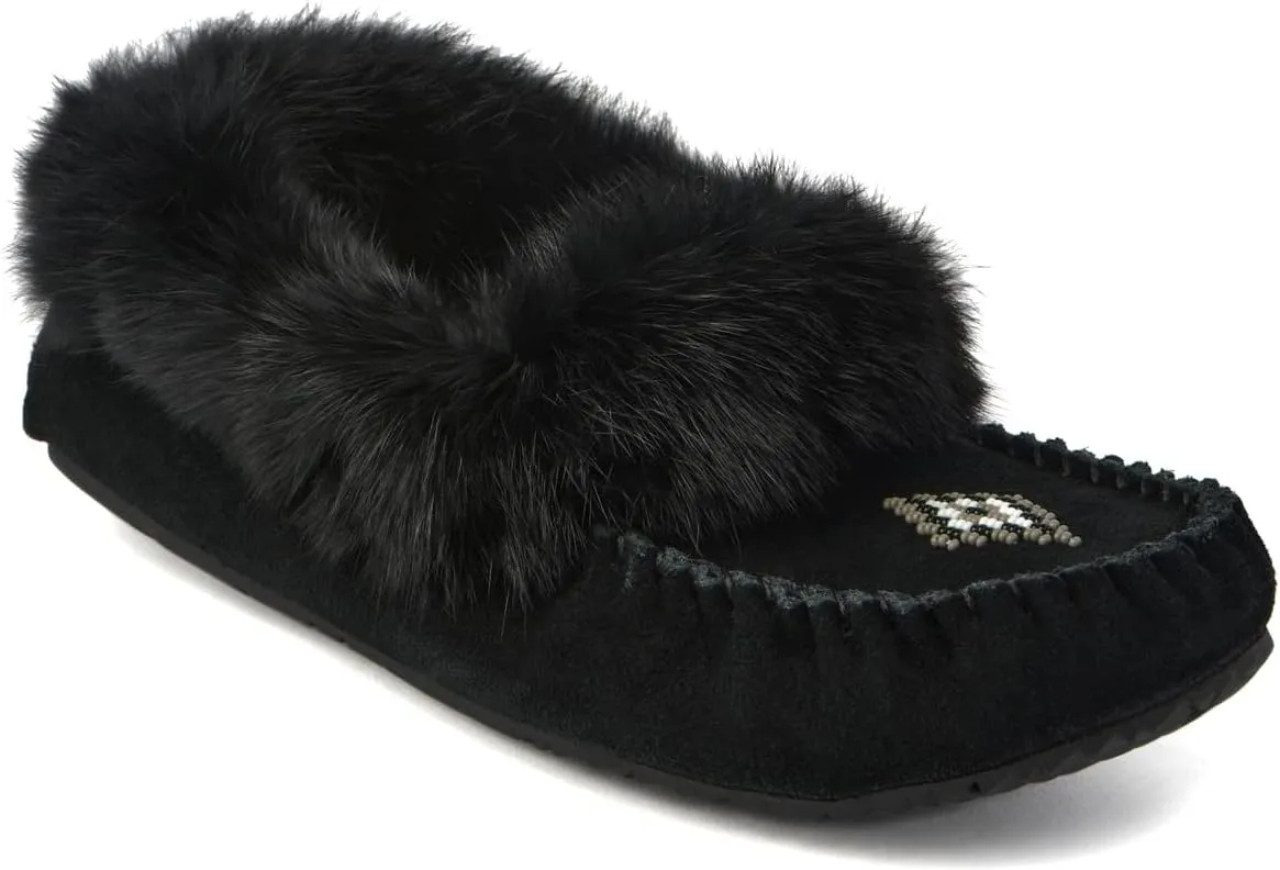 Manitobah Street Moccasin - Womens Outdoor Slipper, Fleece-Lined, Suede Leather, Turtle Rubber Sole