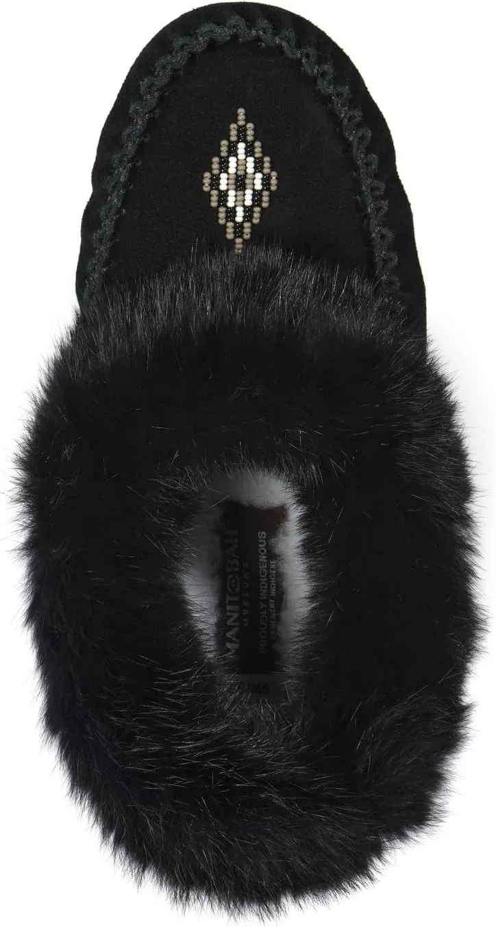 Manitobah Street Moccasin - Womens Outdoor Slipper, Fleece-Lined, Suede Leather, Turtle Rubber Sole