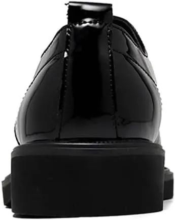 MCMUS Oxford Formal Shoes for Men Lace Up Apron Toe Round Toe Shiny Derby Shoes Vegan Leather Non Slip Anti-Slip Rubber Sole Slip Resistant Prom Suitable for Many Occasions