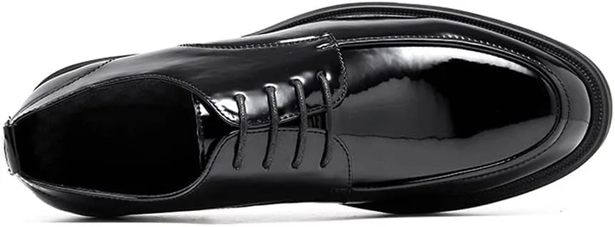 MCMUS Oxford Formal Shoes for Men Lace Up Apron Toe Round Toe Shiny Derby Shoes Vegan Leather Non Slip Anti-Slip Rubber Sole Slip Resistant Prom Suitable for Many Occasions