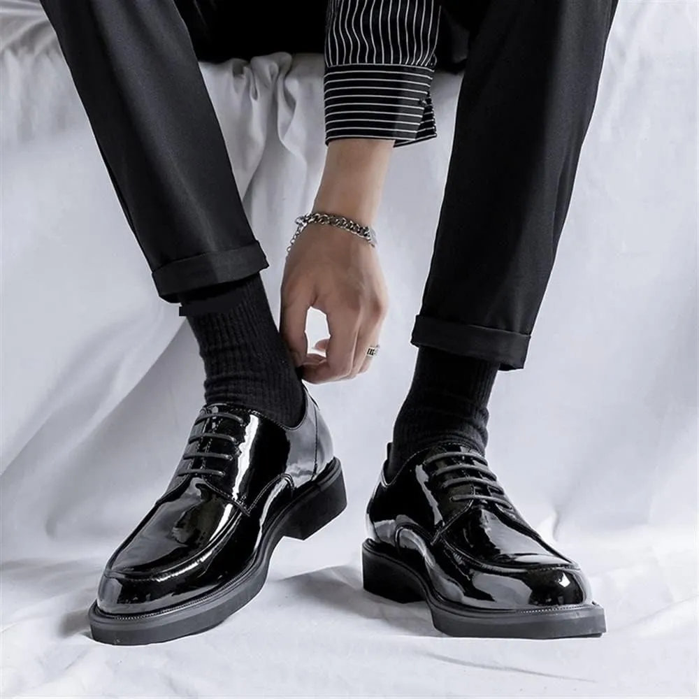 MCMUS Oxford Formal Shoes for Men Lace Up Apron Toe Round Toe Shiny Derby Shoes Vegan Leather Non Slip Anti-Slip Rubber Sole Slip Resistant Prom Suitable for Many Occasions