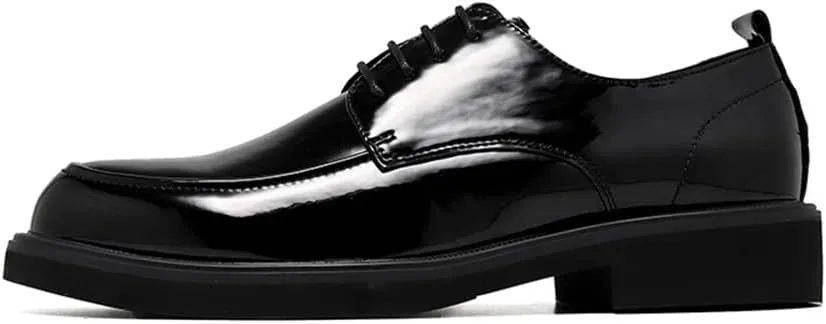 MCMUS Oxford Formal Shoes for Men Lace Up Apron Toe Round Toe Shiny Derby Shoes Vegan Leather Non Slip Anti-Slip Rubber Sole Slip Resistant Prom Suitable for Many Occasions