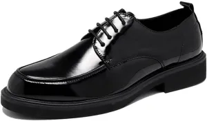 MCMUS Oxford Formal Shoes for Men Lace Up Apron Toe Round Toe Shiny Derby Shoes Vegan Leather Non Slip Anti-Slip Rubber Sole Slip Resistant Prom Suitable for Many Occasions